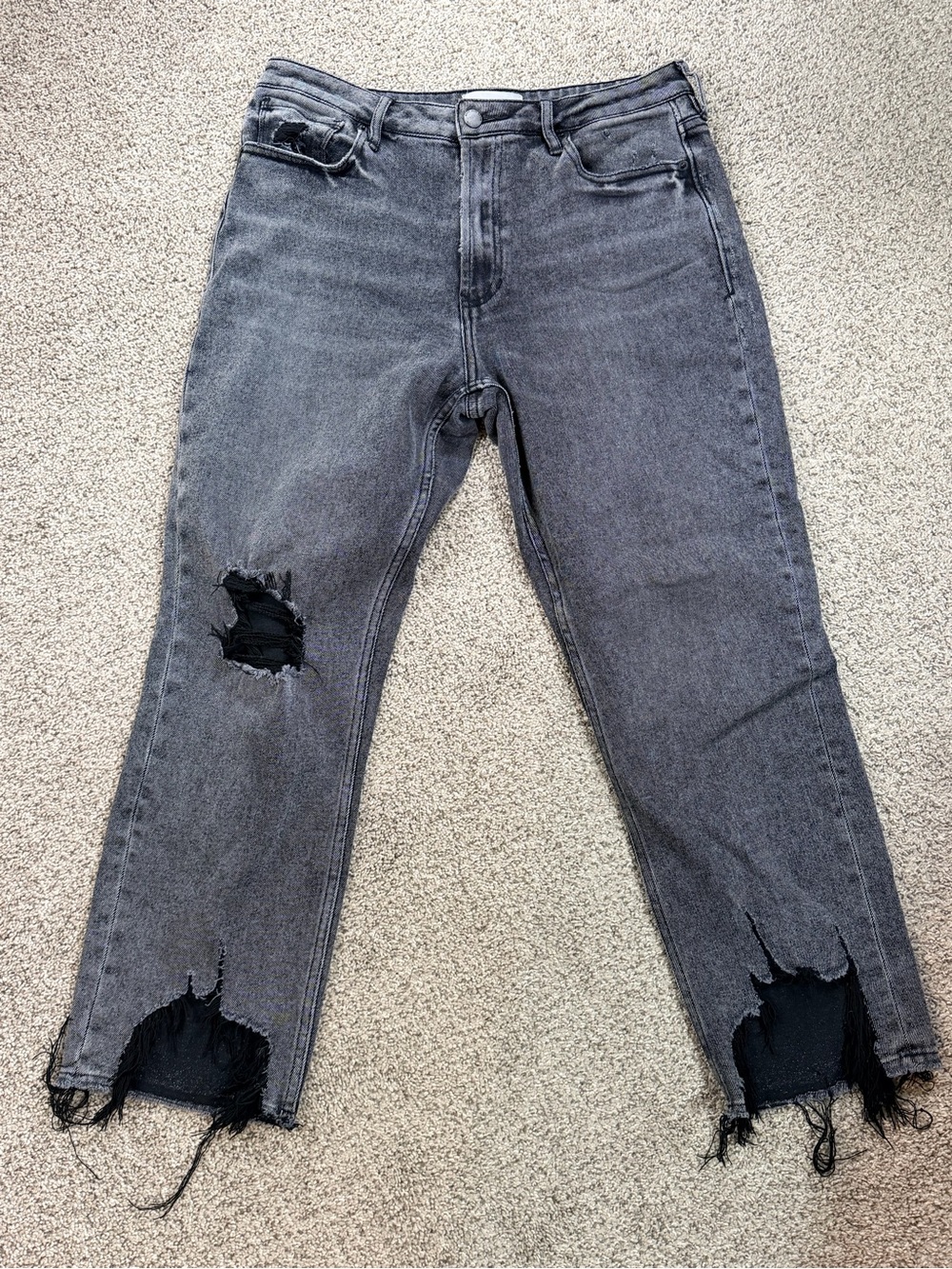 Dear John High Rise Cropped Straight Distressed Jeans